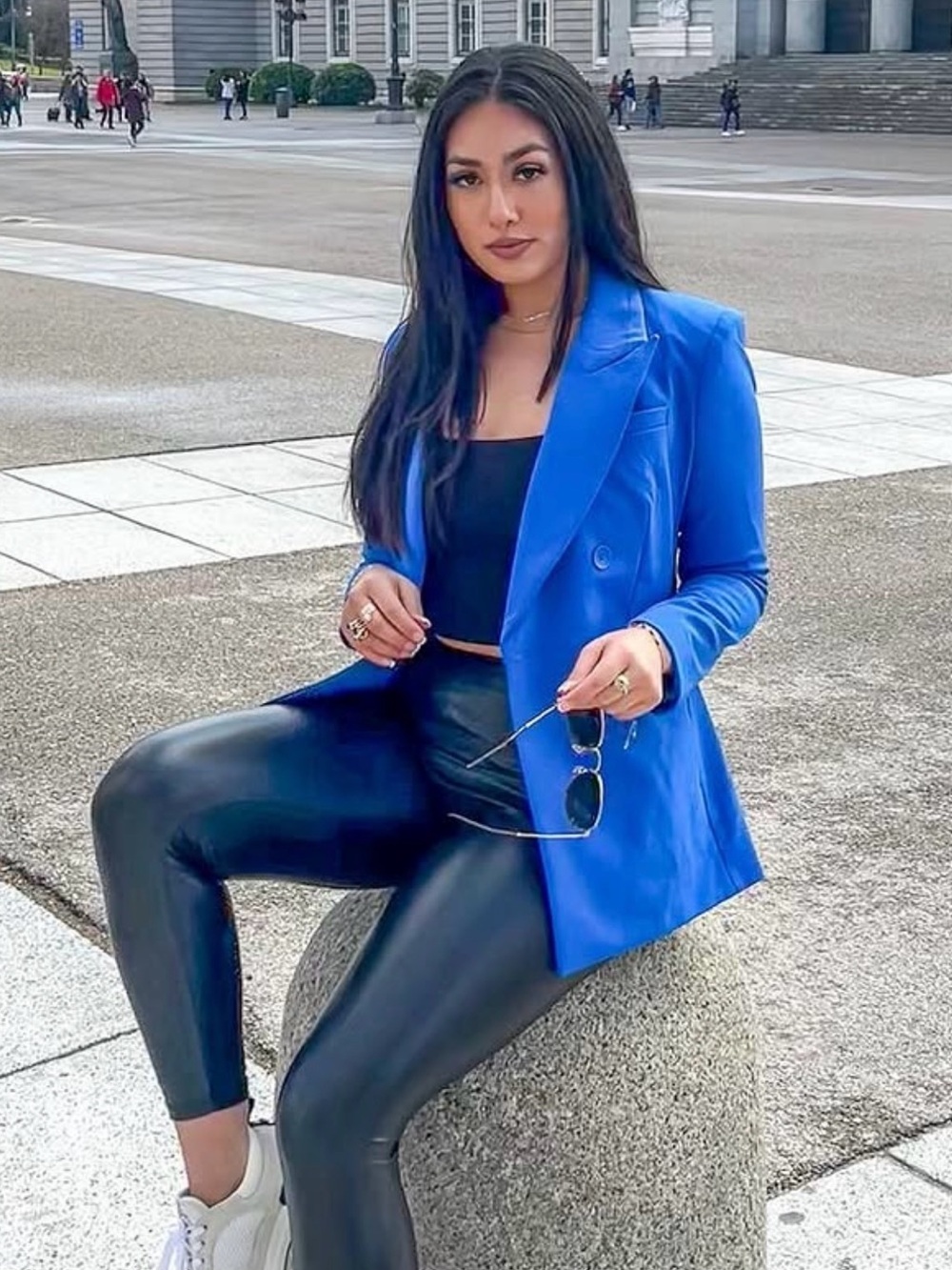 Express Women's Cobalt Blue Double-Breasted Blazer - Picture 3 of 4